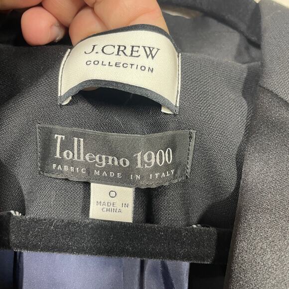 J Crew Womens 0 Tollegno 1900 Long Parke Tuxedo Blazer Black Wool - Picture 7 of 10